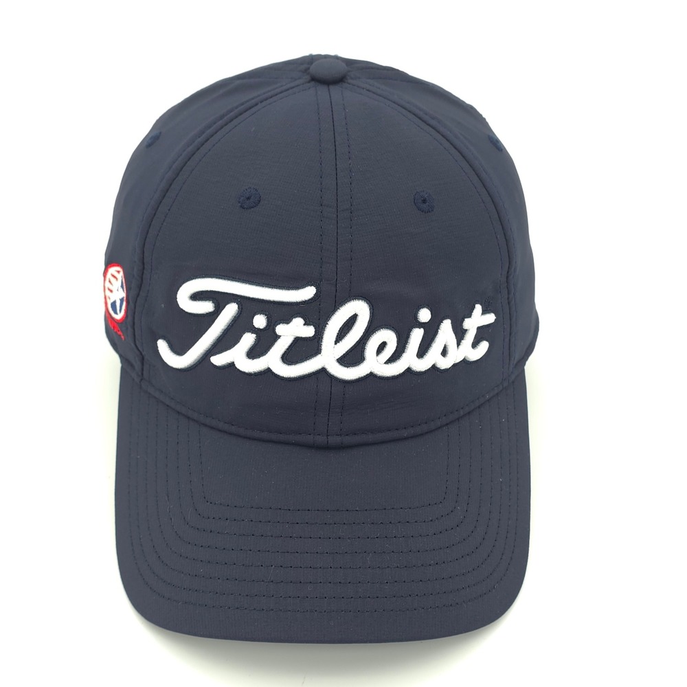 Titleist Hat Cap Snap Back Blue White Golfer Golf Course Athletic Promo Mens